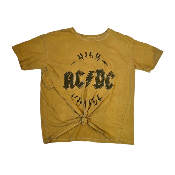AC DC High Voltage Glitter in the LetteringVintage Look Yellow Men's Size M - Picture 2 of 6